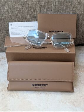 Burberry Clear Frame Sunglasses w Soft Case NIB